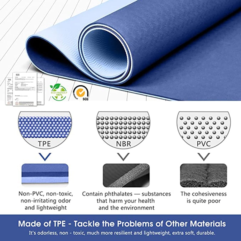 Tapete de ioga TPE com linha de posição 6 mm antiderrapante de dupla camada