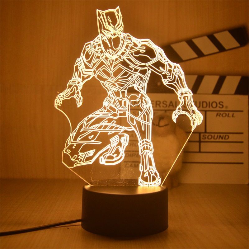 Disney Marvel Night Lights 3D Spiderman Ironman Deadpool Thor Hulk Action Figures The Avengers LED Lamp Decor Boyfriend Gift