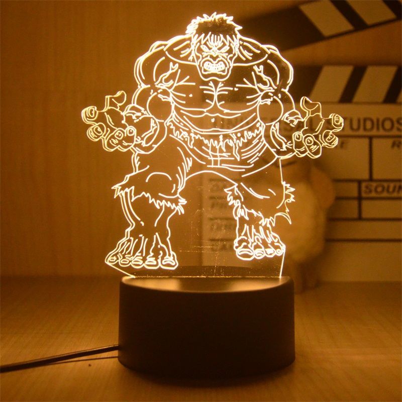 Disney Marvel Night Lights 3D Spiderman Ironman Deadpool Thor Hulk Action Figures The Avengers LED Lamp Decor Boyfriend Gift