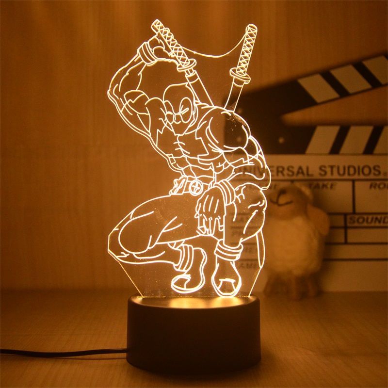 Disney Marvel Night Lights 3D Spiderman Ironman Deadpool Thor Hulk Action Figures The Avengers LED Lamp Decor Boyfriend Gift