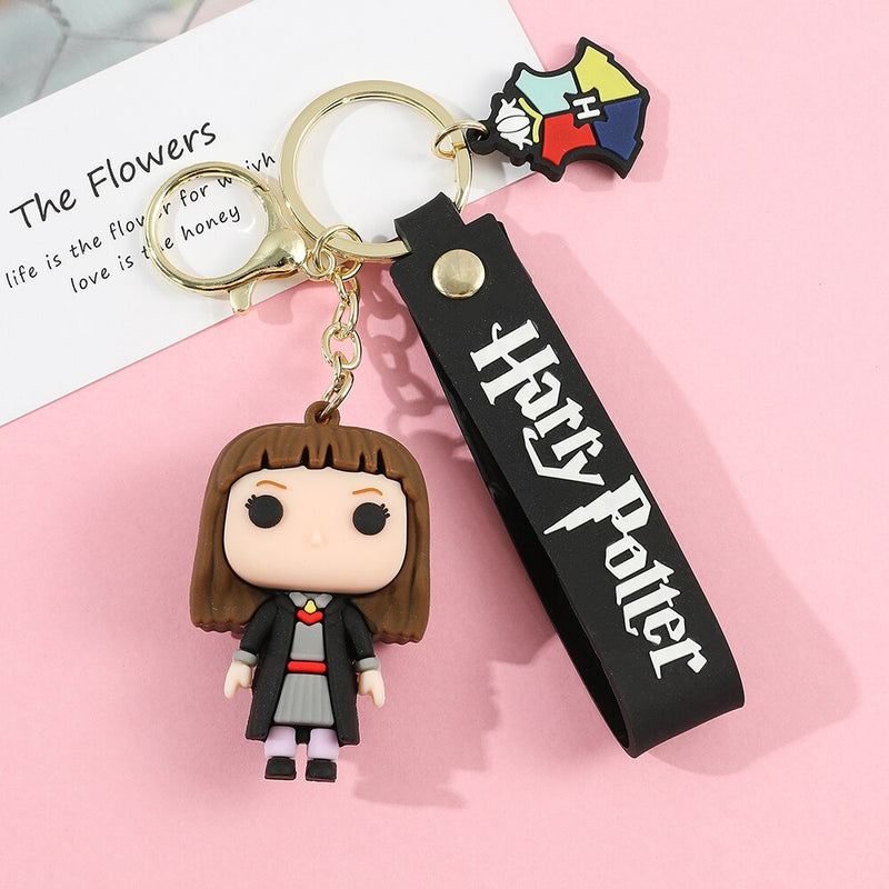 Q Version Harri Keychains Cartoon Figures Ron Weaslees Hermioned Dolls Keychain Action Figure Bag Pendant Kids Toys Gifts