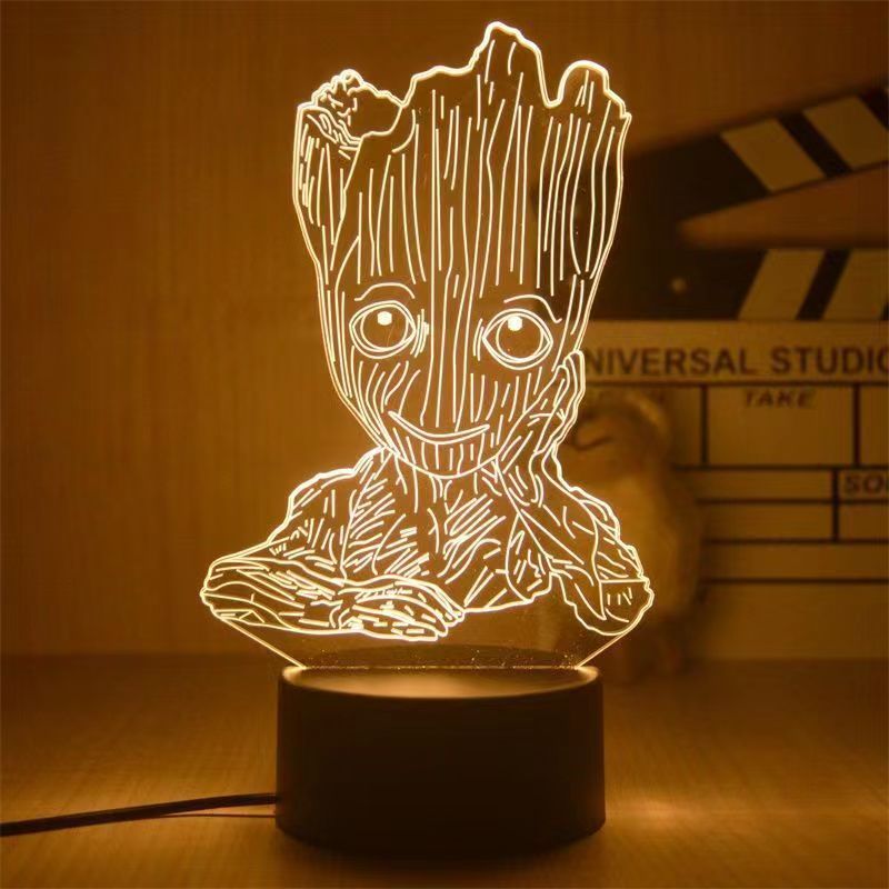 Disney Marvel Night Lights 3D Spiderman Ironman Deadpool Thor Hulk Action Figures The Avengers LED Lamp Decor Boyfriend Gift