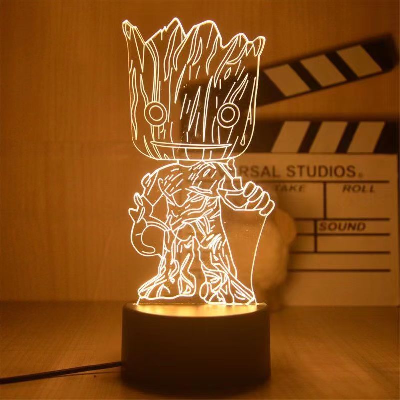 Disney Marvel Night Lights 3D Spiderman Ironman Deadpool Thor Hulk Action Figures The Avengers LED Lamp Decor Boyfriend Gift