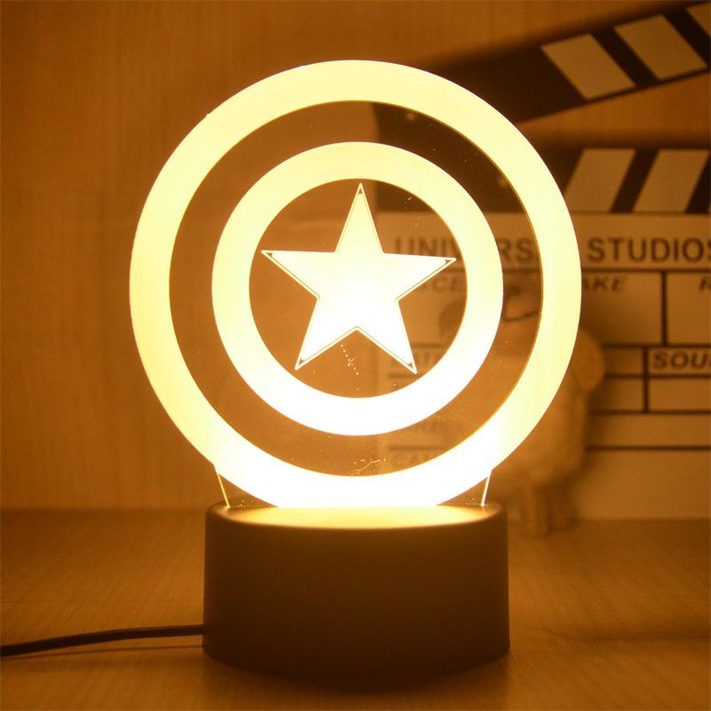 Disney Marvel Night Lights 3D Spiderman Ironman Deadpool Thor Hulk Action Figures The Avengers LED Lamp Decor Boyfriend Gift