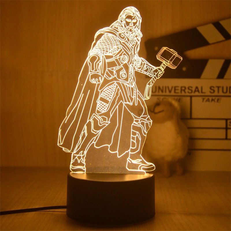 Disney Marvel Night Lights 3D Spiderman Ironman Deadpool Thor Hulk Action Figures The Avengers LED Lamp Decor Boyfriend Gift