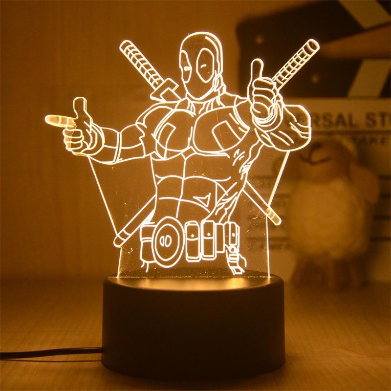 Disney Marvel Night Lights 3D Spiderman Ironman Deadpool Thor Hulk Action Figures The Avengers LED Lamp Decor Boyfriend Gift