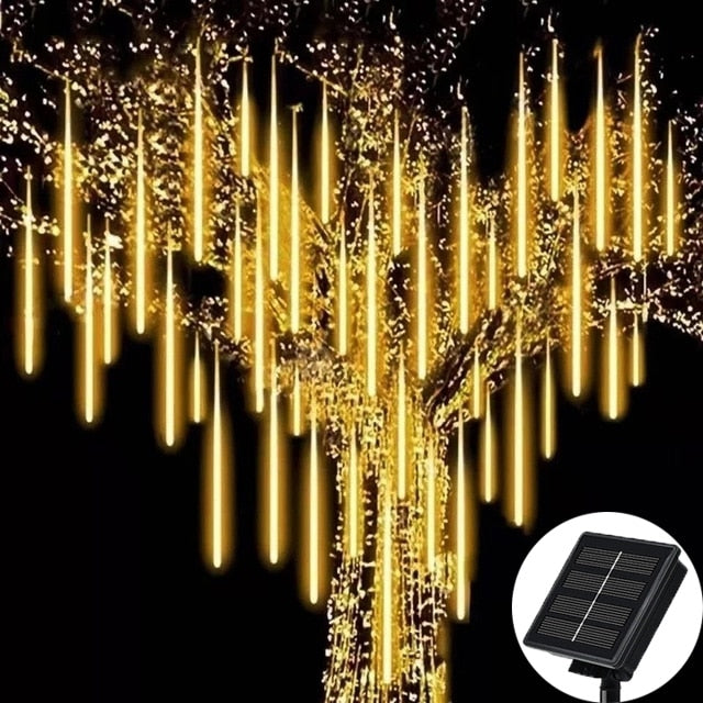 Solar LED Meteor Shower Rain Lights Holiday String Lights Waterproof Garden Light 8 Tubes 144 Leds Christmas Wedding Decoration.