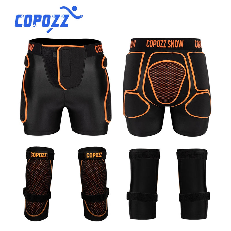 COPOZZ joelheiras para esqui ao ar livre, motocicleta, patinação, esportes, proteção, Skate,Bike protetor de quadril, shorts acolchoados respiráveis