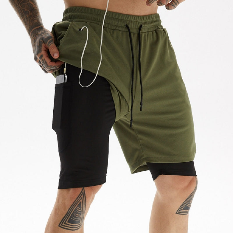 Shorts de Corrida Masculino 2 em 1