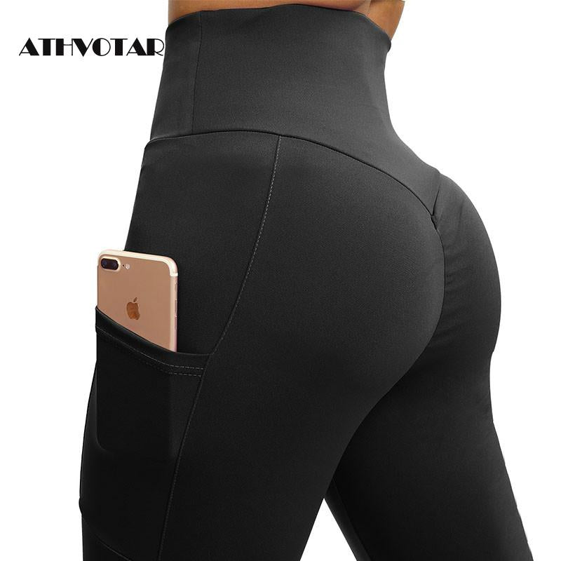 Leggings fitness push up com bolso cintura alta