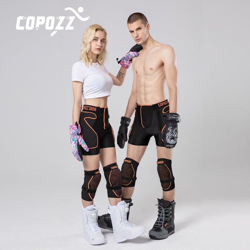 COPOZZ joelheiras para esqui ao ar livre, motocicleta, patinação, esportes, proteção, Skate,Bike protetor de quadril, shorts acolchoados respiráveis