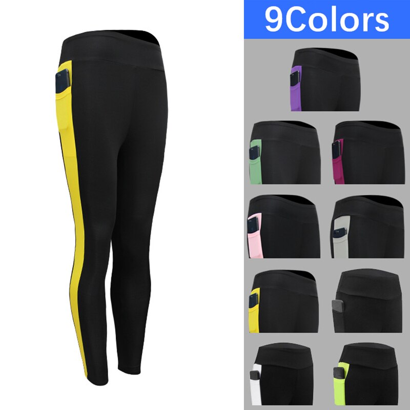 Leggings cintura alta com bolso fitness corrida esportes secagem rápida