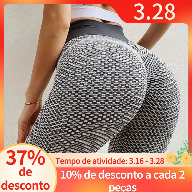 Calças Esportivas  Cintura Alta Sem Costura Push Up Skims