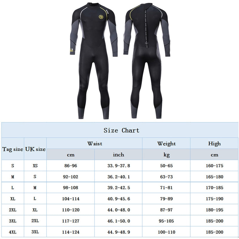 Roupa de mergulho masculina longa SBR material de neoprene