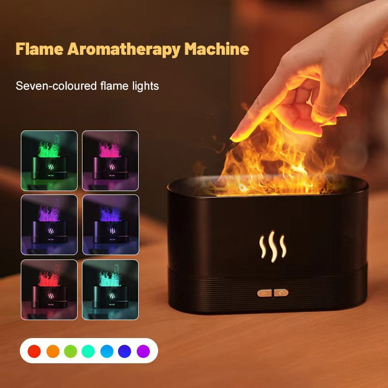 Perfume Humidifier, Ultrasonic air Humidifier With LED Lighting, Simulation Colorful Flame Fragrance Machine, USB Small Househol