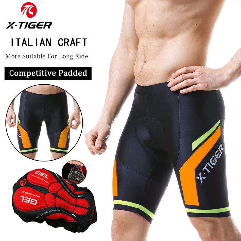 Calções de ciclismo masculinos X-TIGER Coolmax 5D