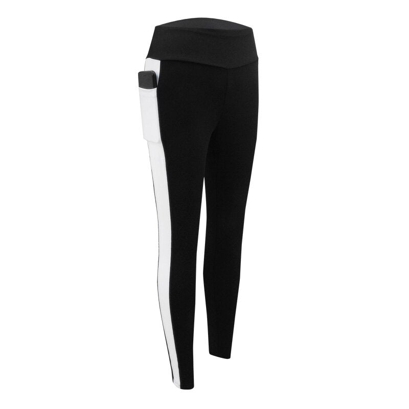 Leggings cintura alta com bolso fitness corrida esportes secagem rápida