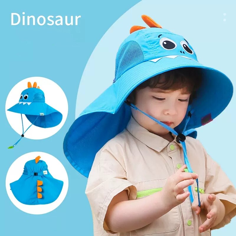 Summer Children Sun Hat Kids Outdoor Neck Ear Cover Anti UV Protection Beach Caps Kids Boy Girl Travel Flap Cap For 1-19 Years