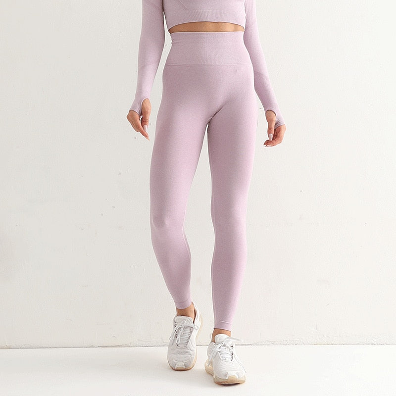 Leggings esportivas femininas sem costura de cintura alta