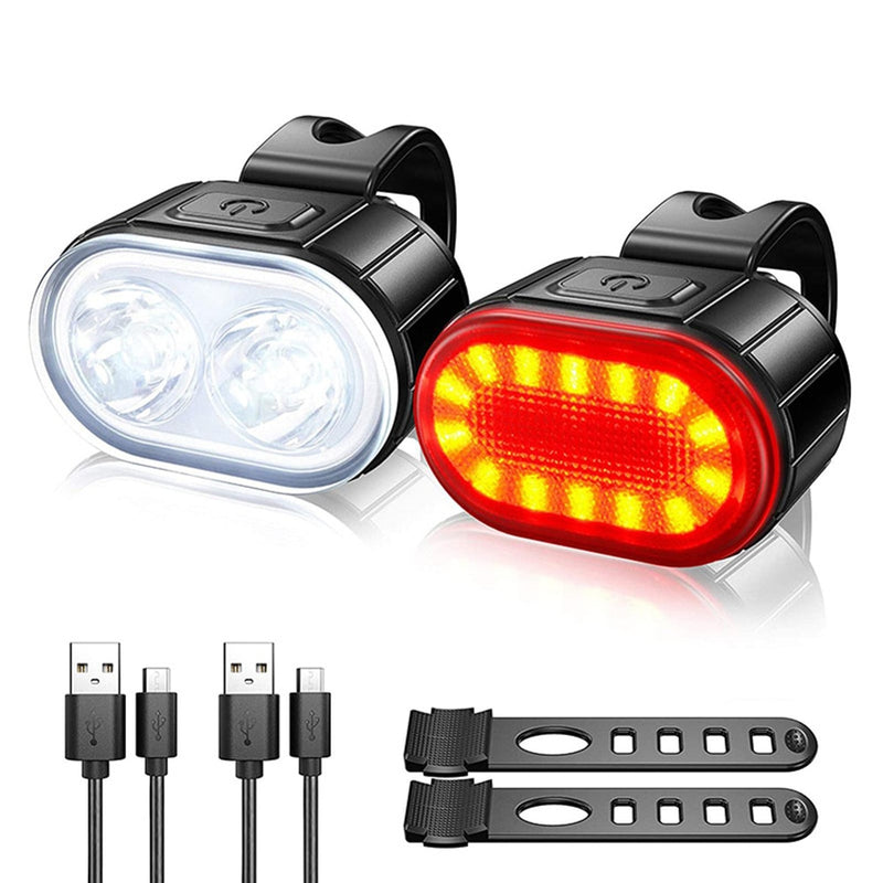 Conjunto Luz de farol para ciclismo com carga USB MTB  à prova d'água LED