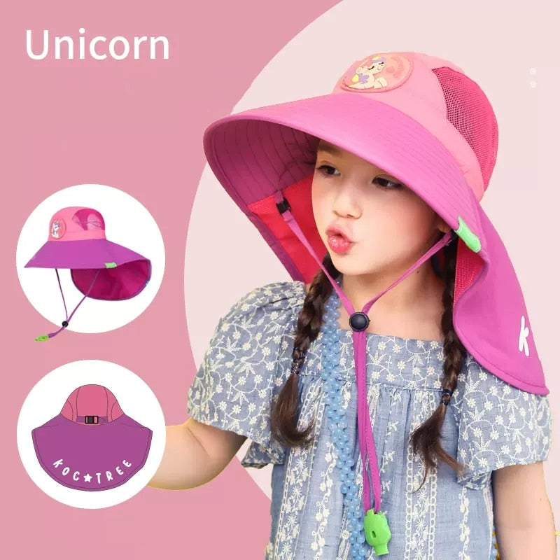 Summer Children Sun Hat Kids Outdoor Neck Ear Cover Anti UV Protection Beach Caps Kids Boy Girl Travel Flap Cap For 1-19 Years