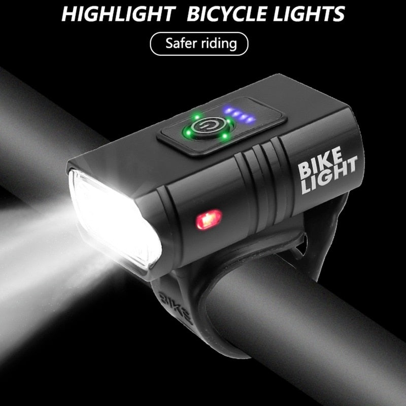 LED para bicicleta 1000LM USB recarregável Mostrador de energia MTB