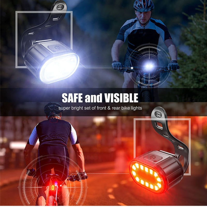 Conjunto Luz de farol para ciclismo com carga USB MTB  à prova d'água LED