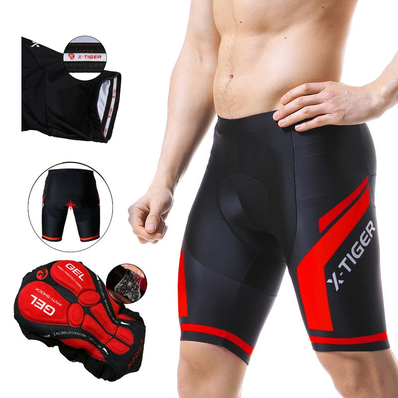 Calções de ciclismo masculinos X-TIGER Coolmax 5D