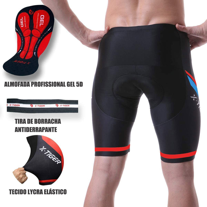 Calções de ciclismo masculinos X-TIGER Coolmax 5D