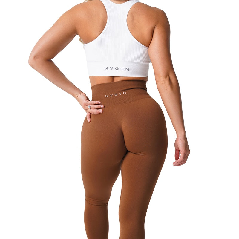 Leggings sólidas sem costura NVGTN femininas macias para treino